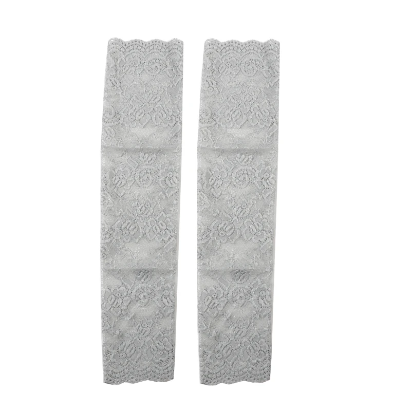 Women Summer Ice Silk Lace Arm Sleeve Elastic Sleeve Driving Gloves Black White Long Fingerless Mittens Sunscreen Gloves