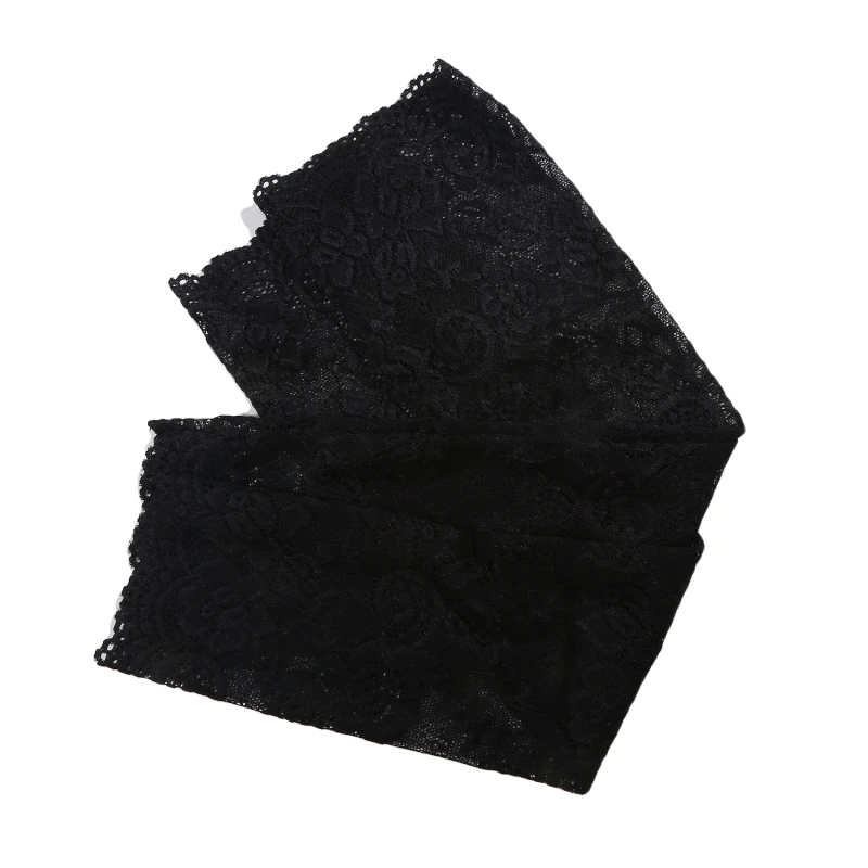 Women Summer Ice Silk Lace Arm Sleeve Elastic Sleeve Driving Gloves Black White Long Fingerless Mittens Sunscreen Gloves
