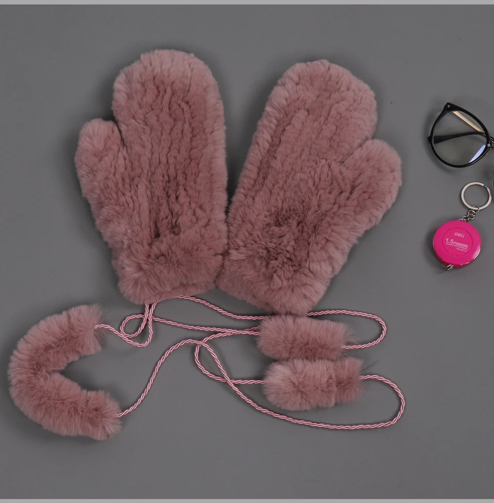 Hot Sale Natural Real Rex Rabbit Fur Gloves Good Elastic Women Winter Knitted Real Rabbit Fur Mittens Outdoor Genuine Fur Gloves