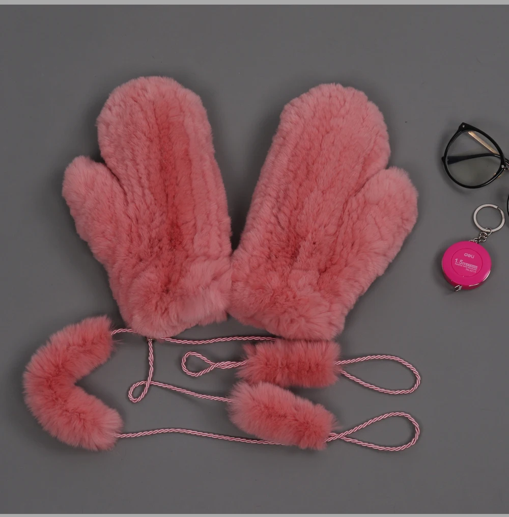 Hot Sale Natural Real Rex Rabbit Fur Gloves Good Elastic Women Winter Knitted Real Rabbit Fur Mittens Outdoor Genuine Fur Gloves