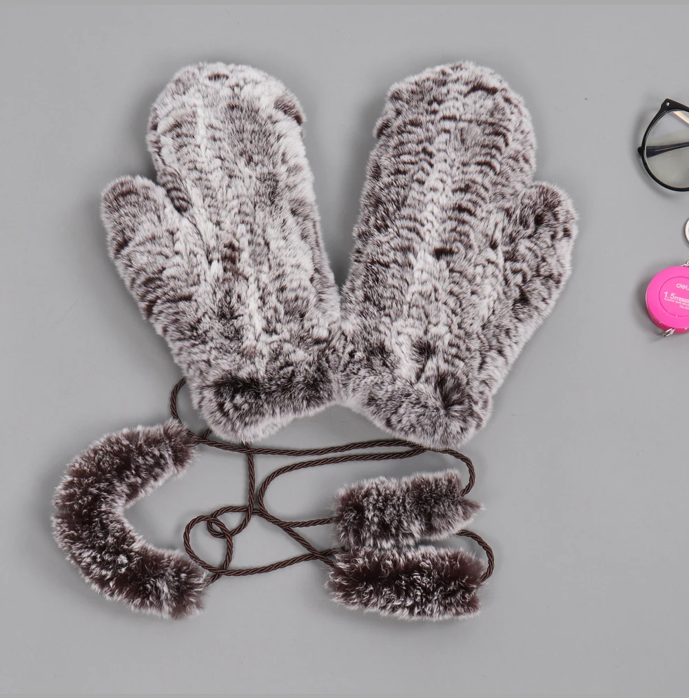 Hot Sale Natural Real Rex Rabbit Fur Gloves Good Elastic Women Winter Knitted Real Rabbit Fur Mittens Outdoor Genuine Fur Gloves