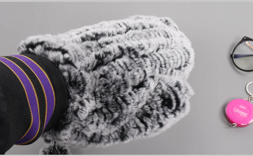 Hot Sale Natural Real Rex Rabbit Fur Gloves Good Elastic Women Winter Knitted Real Rabbit Fur Mittens Outdoor Genuine Fur Gloves