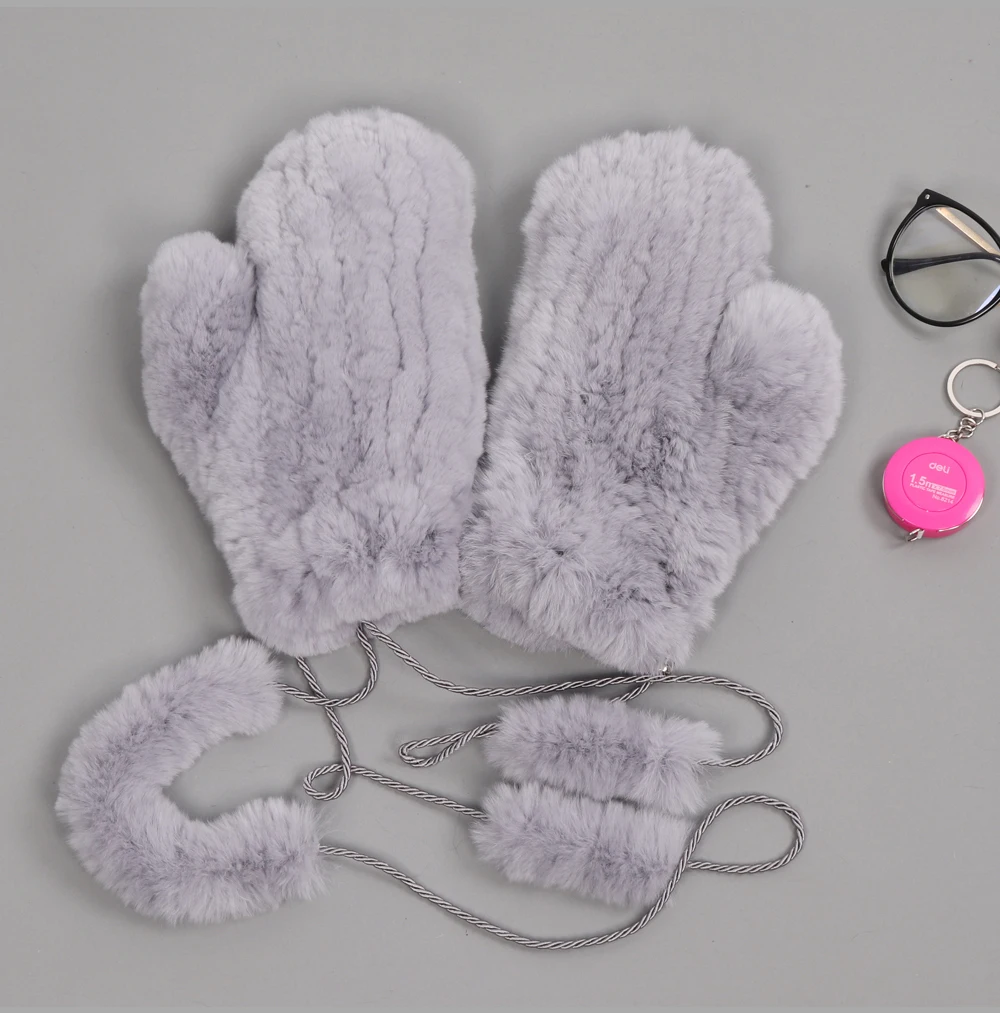 Hot Sale Natural Real Rex Rabbit Fur Gloves Good Elastic Women Winter Knitted Real Rabbit Fur Mittens Outdoor Genuine Fur Gloves