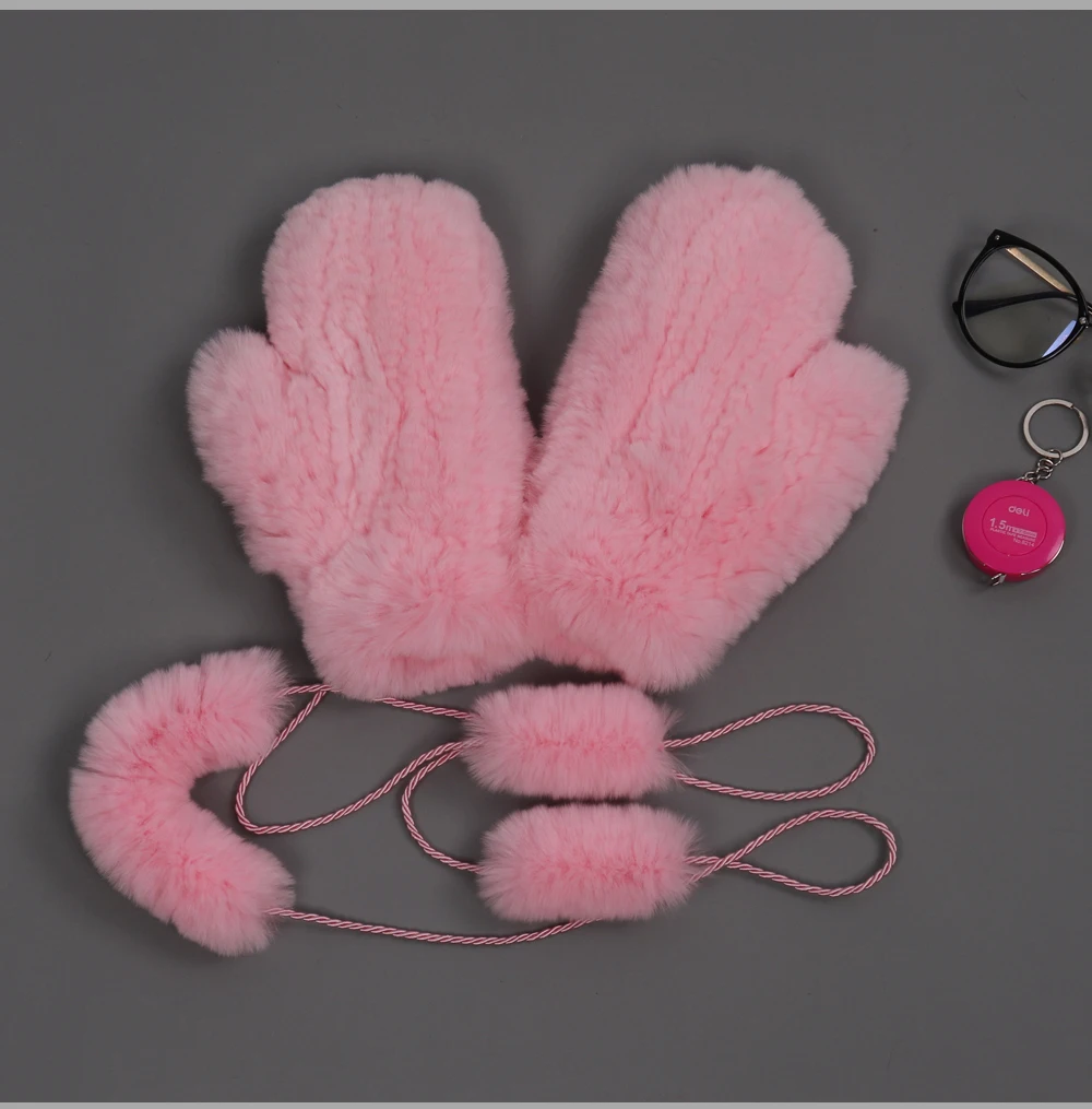 Hot Sale Natural Real Rex Rabbit Fur Gloves Good Elastic Women Winter Knitted Real Rabbit Fur Mittens Outdoor Genuine Fur Gloves