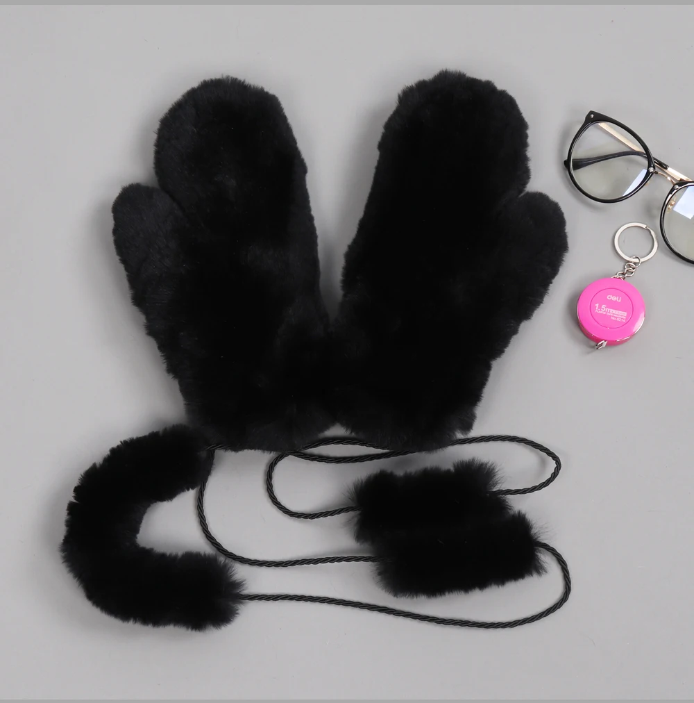 Hot Sale Natural Real Rex Rabbit Fur Gloves Good Elastic Women Winter Knitted Real Rabbit Fur Mittens Outdoor Genuine Fur Gloves