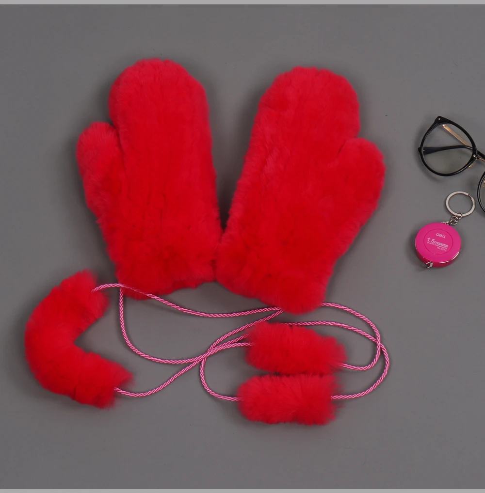 Hot Sale Natural Real Rex Rabbit Fur Gloves Good Elastic Women Winter Knitted Real Rabbit Fur Mittens Outdoor Genuine Fur Gloves