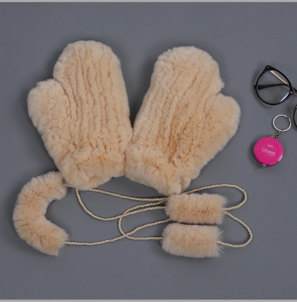 Hot Sale Natural Real Rex Rabbit Fur Gloves Good Elastic Women Winter Knitted Real Rabbit Fur Mittens Outdoor Genuine Fur Gloves
