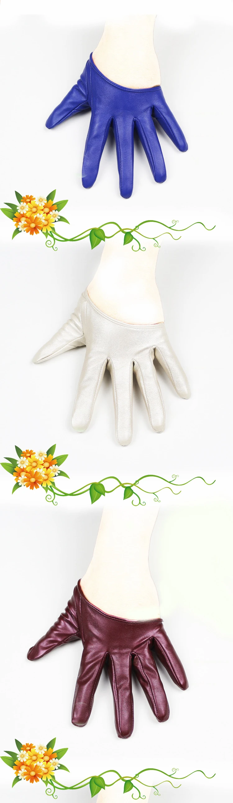 HOOLDW New Design Sexy Leather Gloves For Women Half Palm PU Leather Gloves Dancing Party Show Gloves Black Mittens Costume