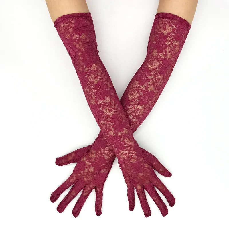 Fashion Elegant Women Sexy Lace Flowers Gloves Breathable Thin Cute Banquet Opera Masquerade Ball Stage Performance Cosplay