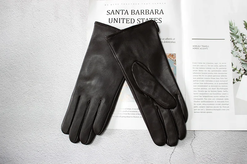 Color Sheepskin Gloves Women's Genuine Leather Fashion Straight Wool Lining Spring and Autumn Warm Outdoor Travel Driving