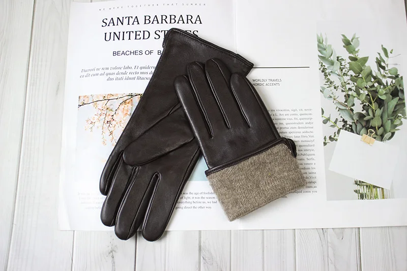 Color Sheepskin Gloves Women's Genuine Leather Fashion Straight Wool Lining Spring and Autumn Warm Outdoor Travel Driving