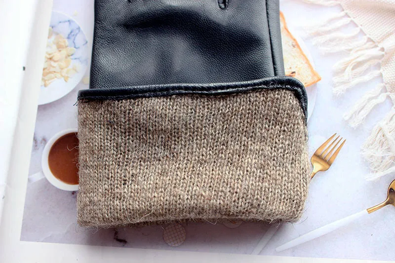 Color Sheepskin Gloves Women's Genuine Leather Fashion Straight Wool Lining Spring and Autumn Warm Outdoor Travel Driving