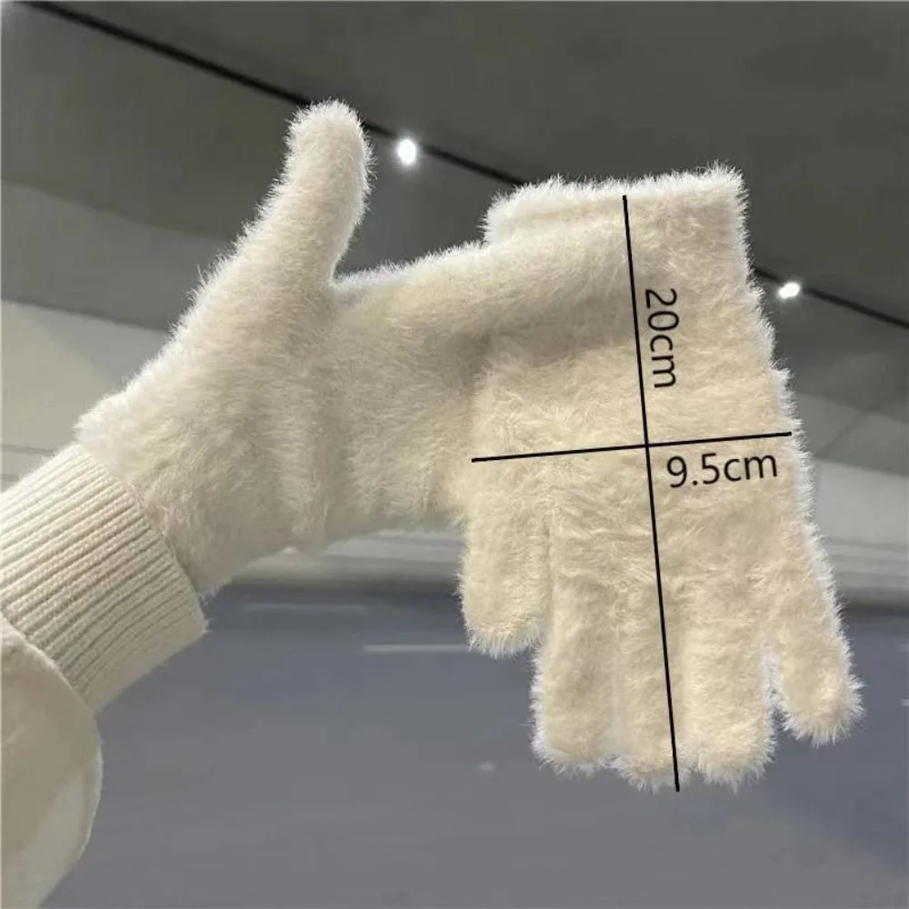 Striped Thermal Knitted Gloves Rabbit Fur Thickened Autumn Winter Warm Gloves Windproof Cold Resistant Knitted Gloves