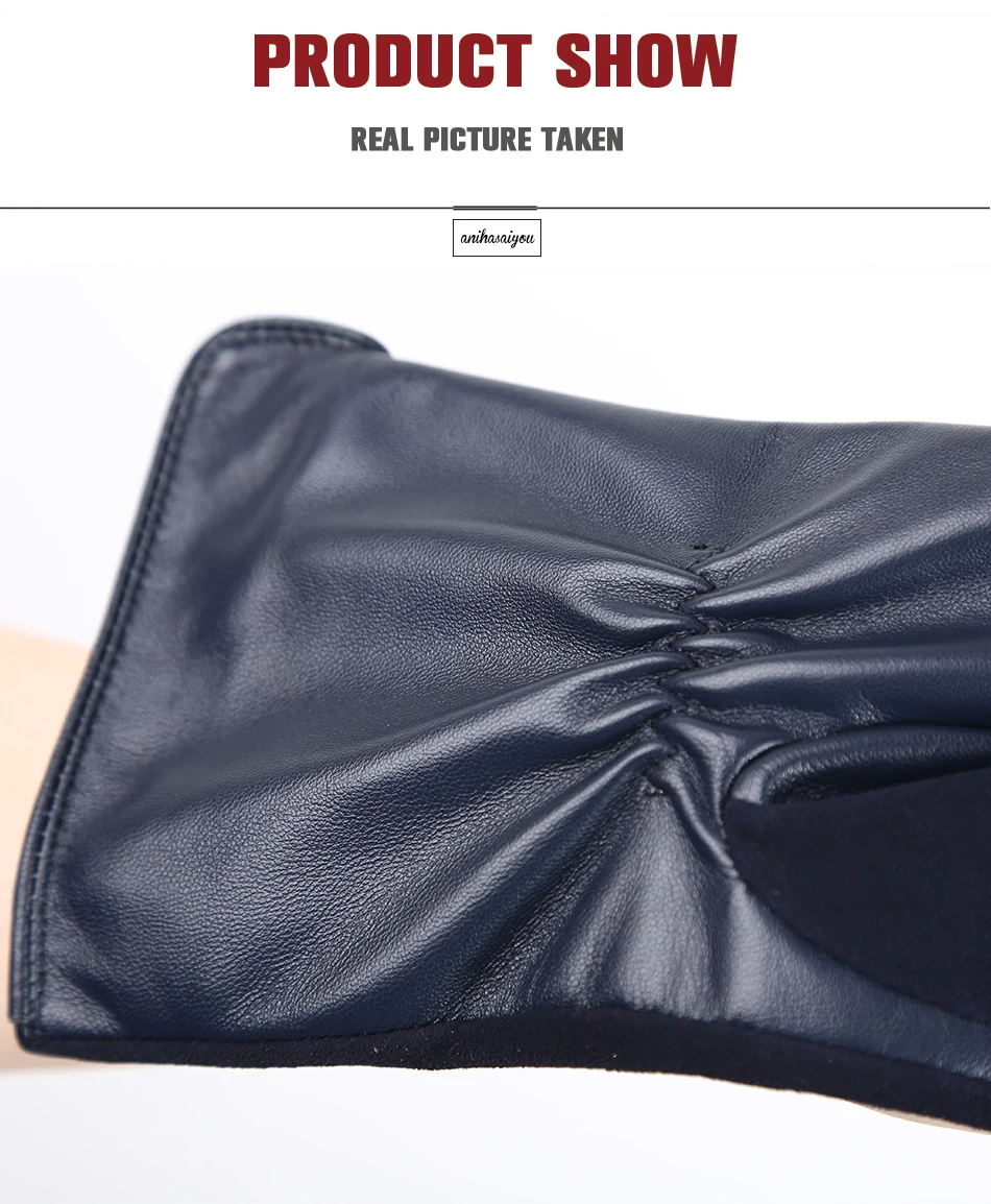 Fashion winter warm touch gloves genuine leather 50% genuine suede 50% women's leather gloves color long women's gloves -2008