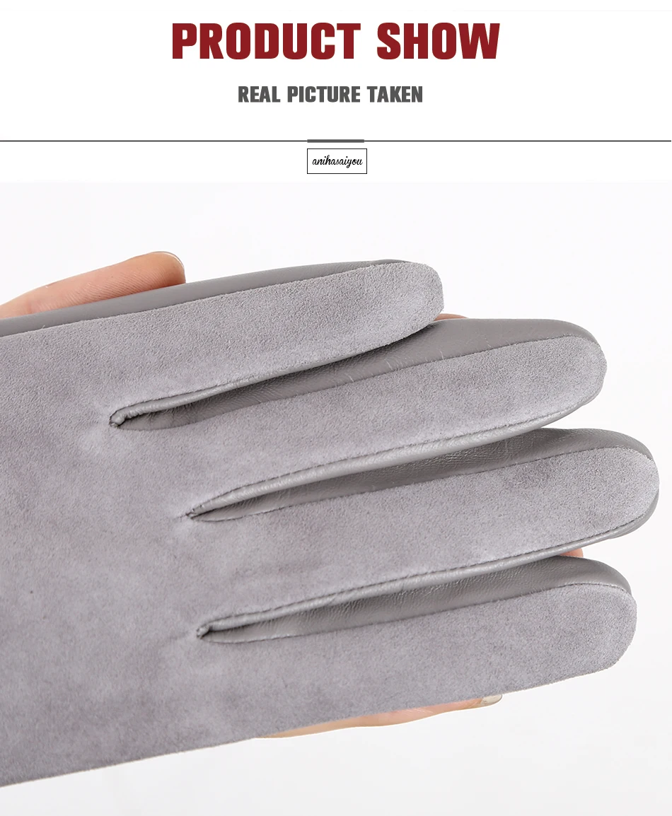 Fashion winter warm touch gloves genuine leather 50% genuine suede 50% women's leather gloves color long women's gloves -2008