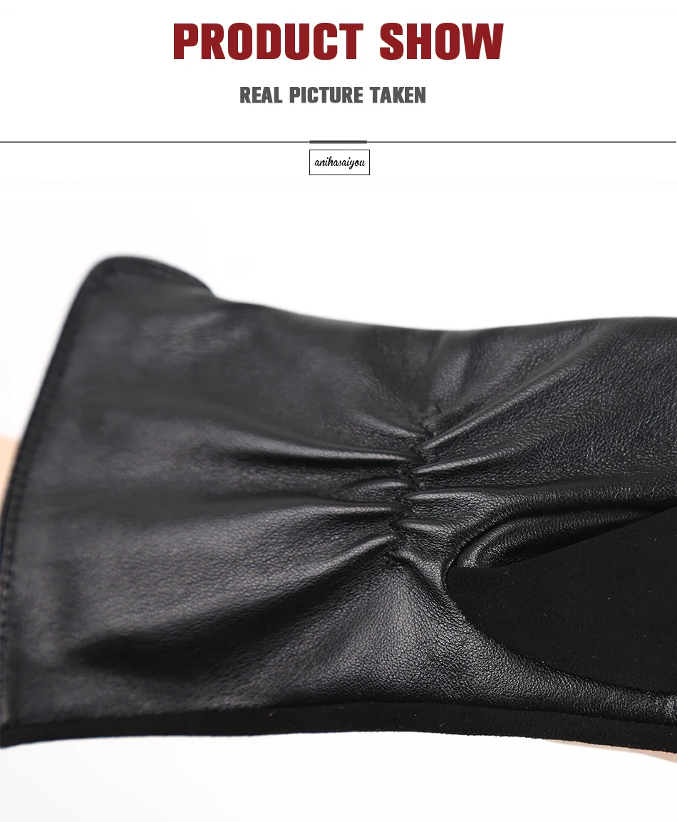 Fashion winter warm touch gloves genuine leather 50% genuine suede 50% women's leather gloves color long women's gloves -2008