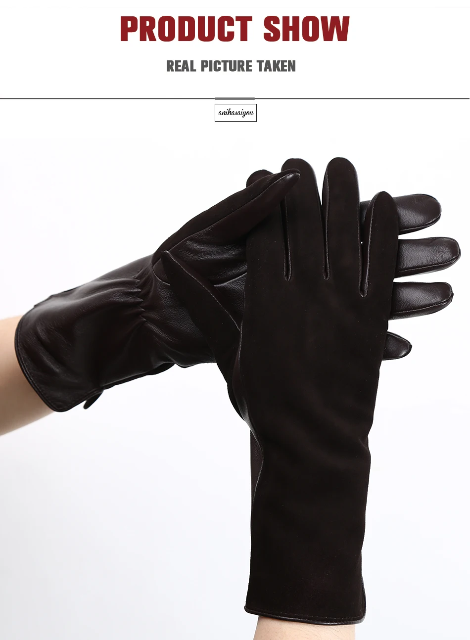 Fashion winter warm touch gloves genuine leather 50% genuine suede 50% women's leather gloves color long women's gloves -2008
