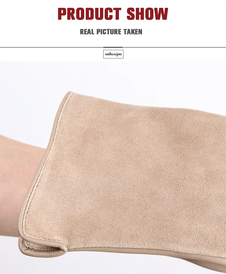Fashion winter warm touch gloves genuine leather 50% genuine suede 50% women's leather gloves color long women's gloves -2008