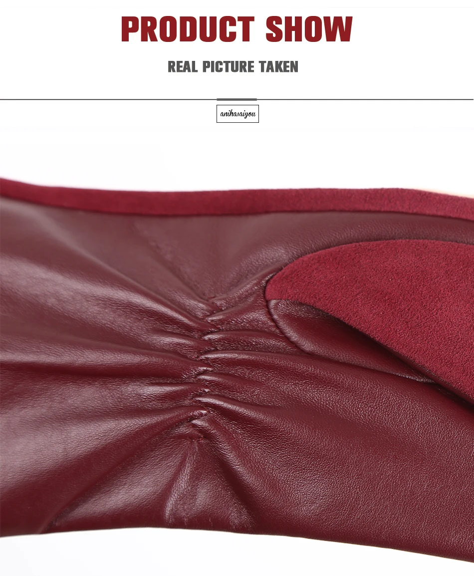 Fashion winter warm touch gloves genuine leather 50% genuine suede 50% women's leather gloves color long women's gloves -2008