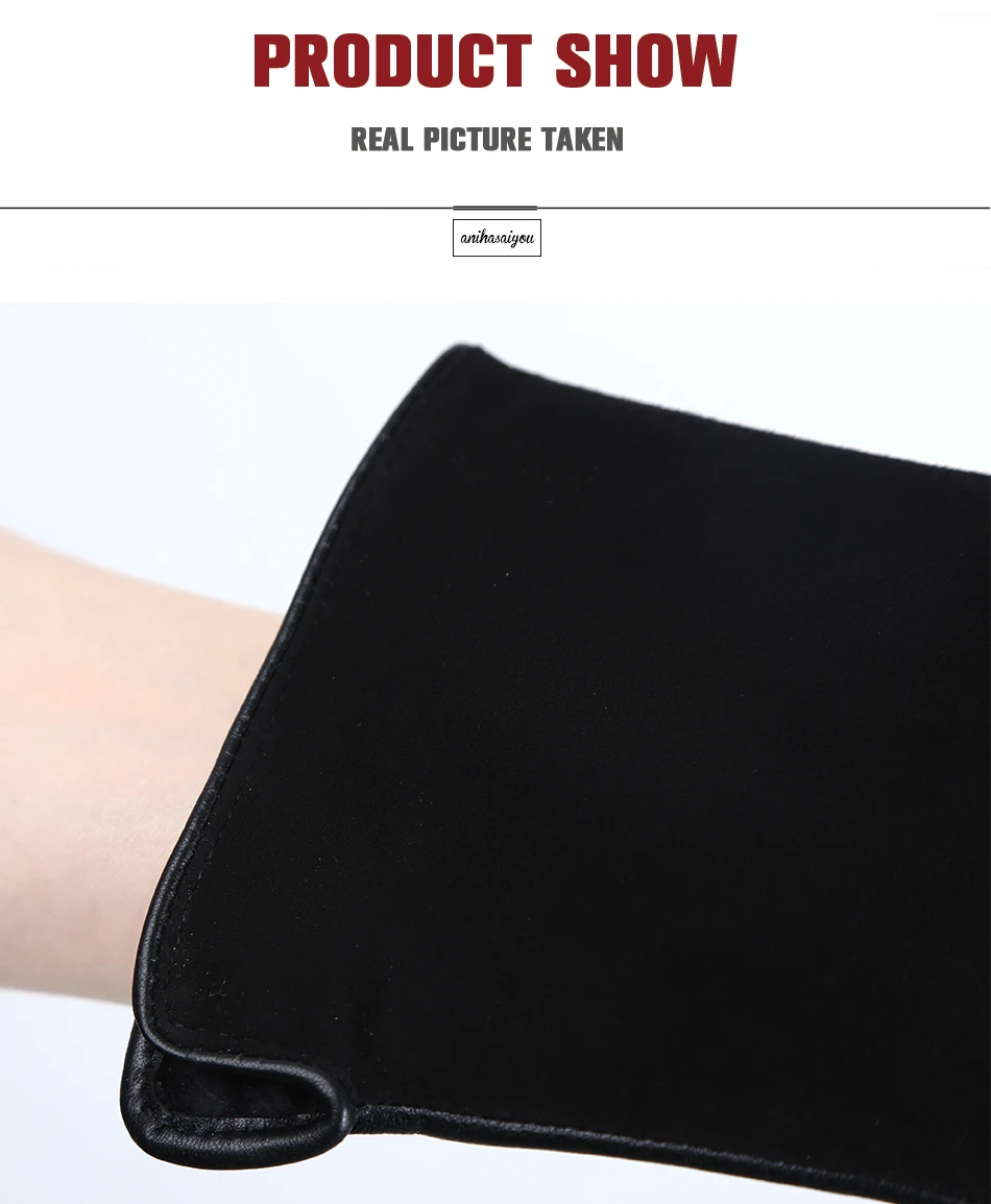 Fashion winter warm touch gloves genuine leather 50% genuine suede 50% women's leather gloves color long women's gloves -2008