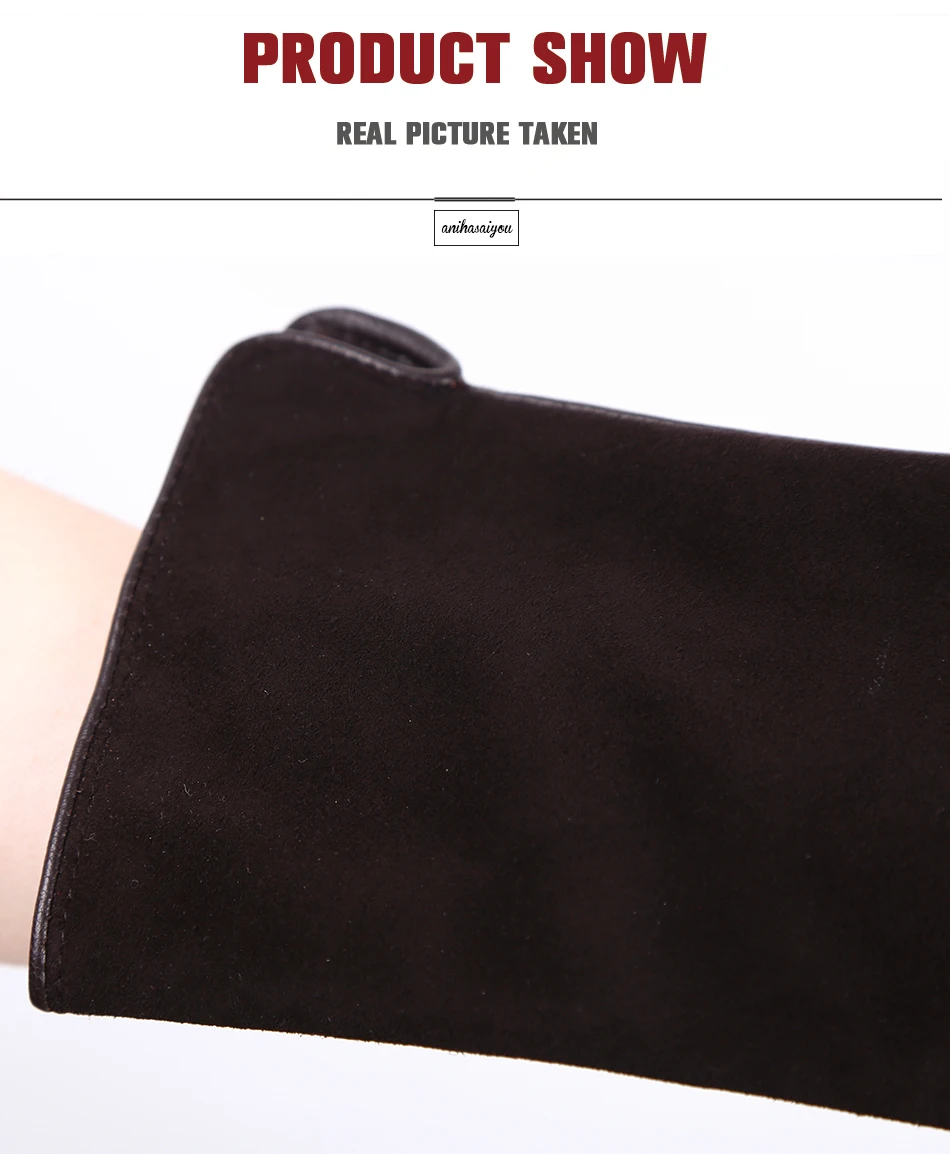 Fashion winter warm touch gloves genuine leather 50% genuine suede 50% women's leather gloves color long women's gloves -2008