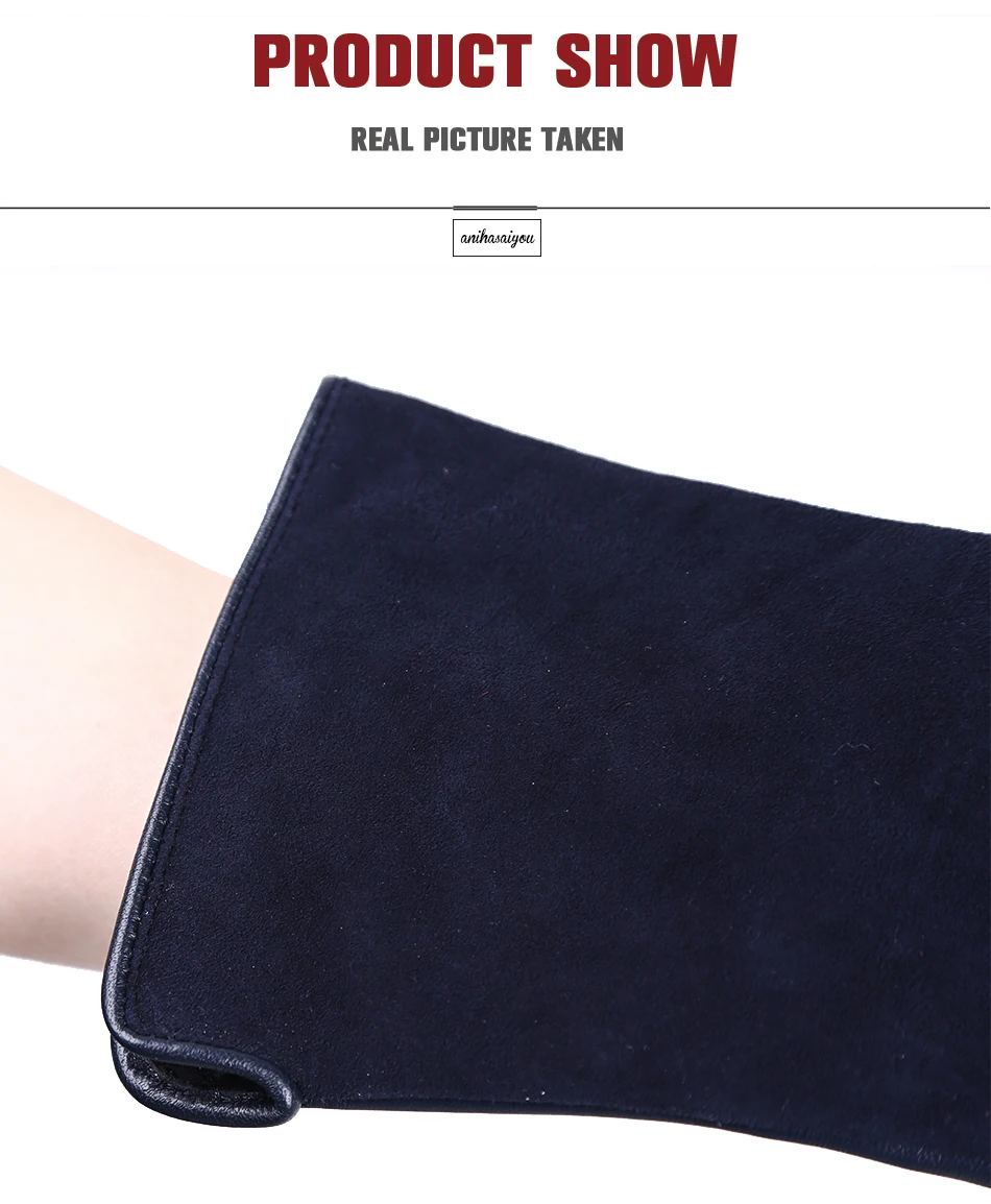 Fashion winter warm touch gloves genuine leather 50% genuine suede 50% women's leather gloves color long women's gloves -2008