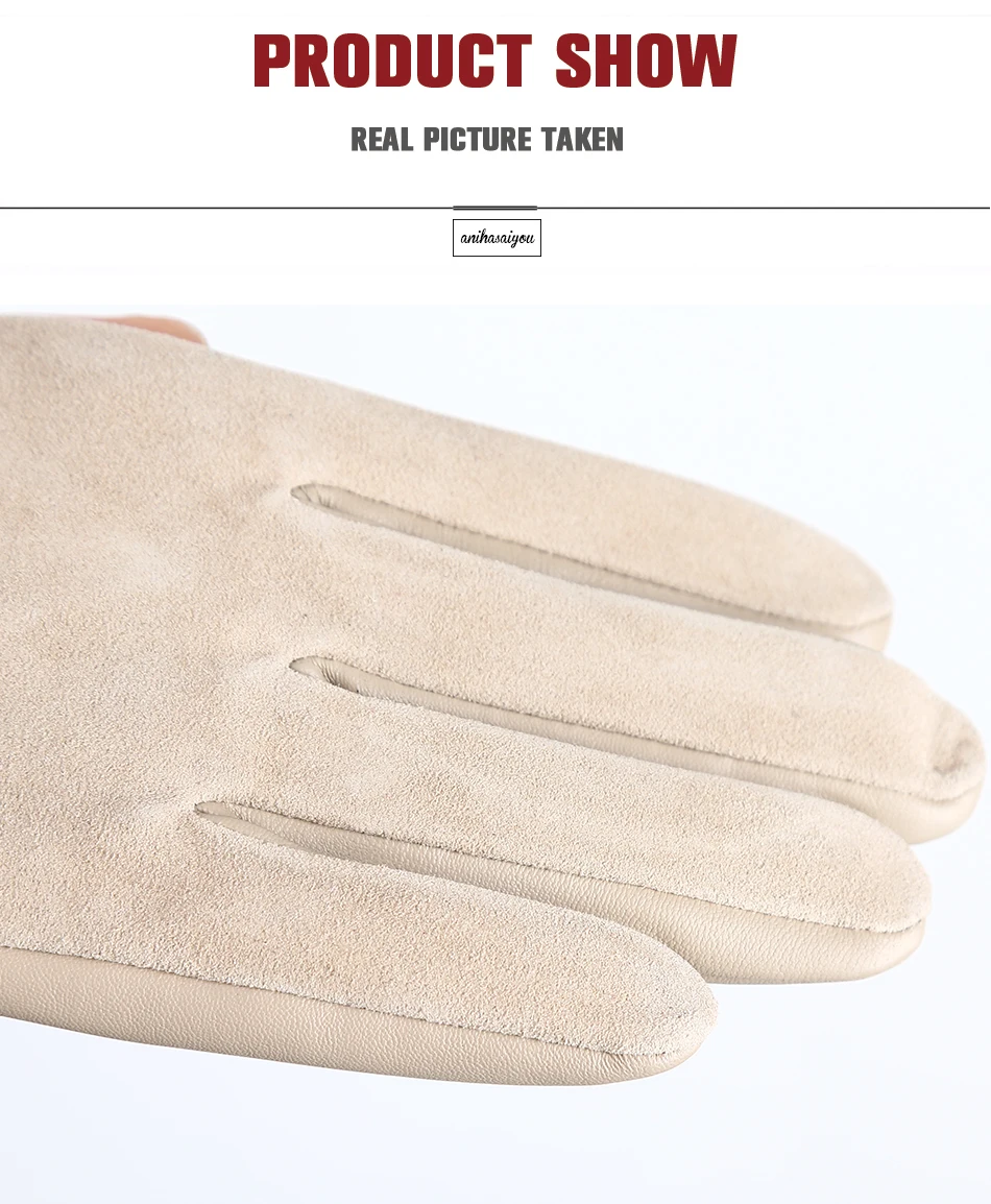 Fashion winter warm touch gloves genuine leather 50% genuine suede 50% women's leather gloves color long women's gloves -2008