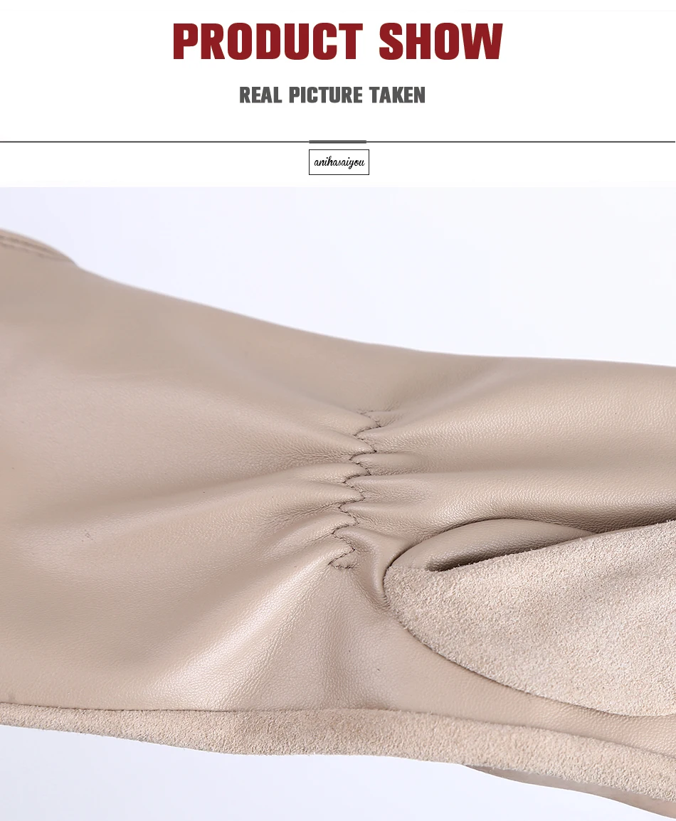 Fashion winter warm touch gloves genuine leather 50% genuine suede 50% women's leather gloves color long women's gloves -2008