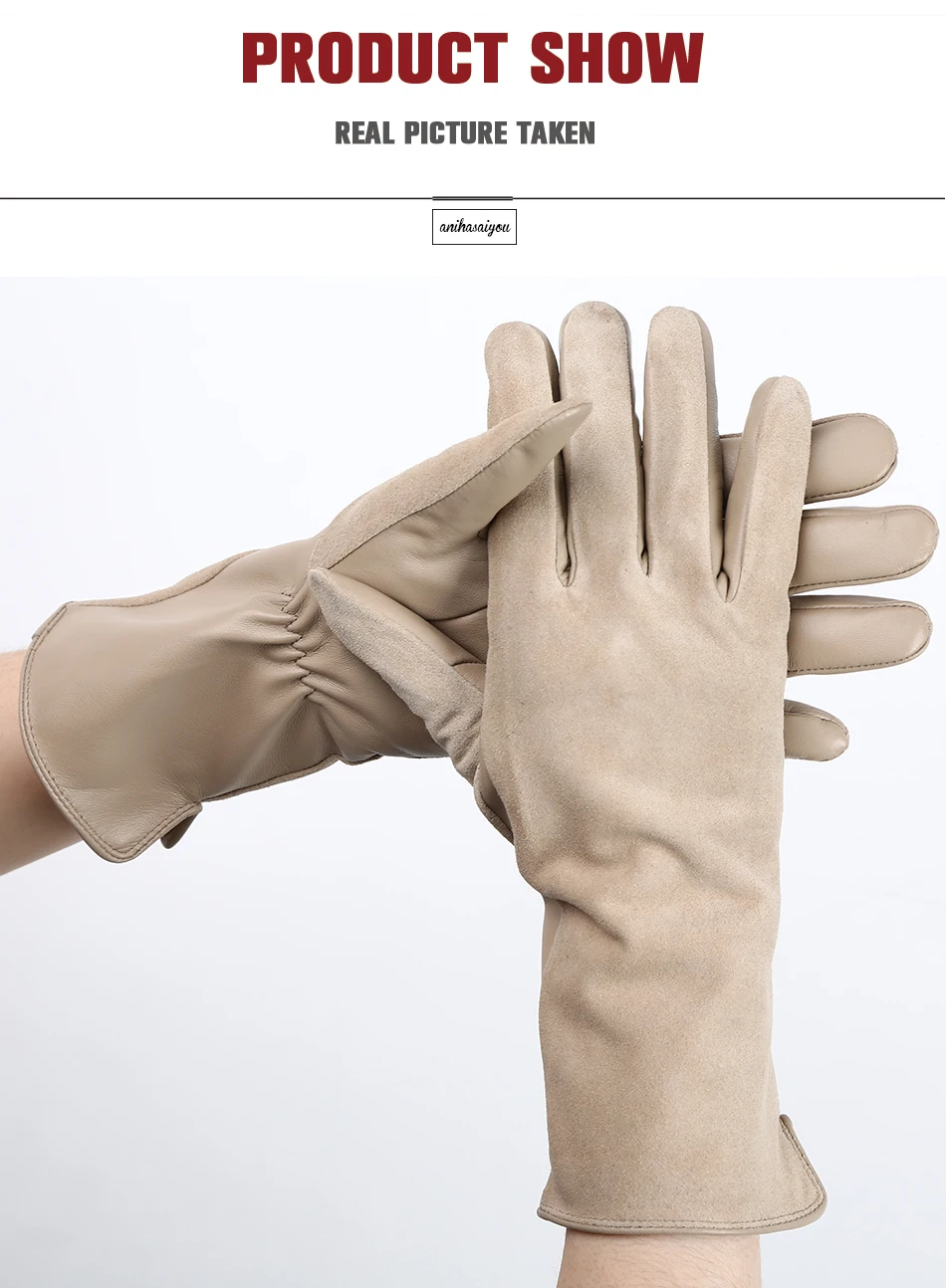 Fashion winter warm touch gloves genuine leather 50% genuine suede 50% women's leather gloves color long women's gloves -2008