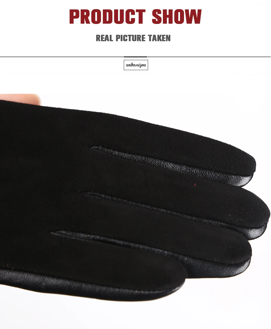 Fashion winter warm touch gloves genuine leather 50% genuine suede 50% women's leather gloves color long women's gloves -2008