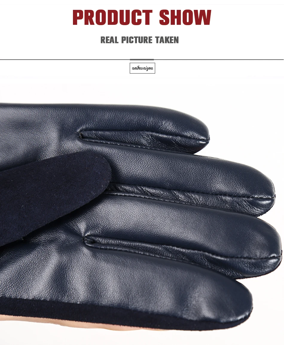 Fashion winter warm touch gloves genuine leather 50% genuine suede 50% women's leather gloves color long women's gloves -2008