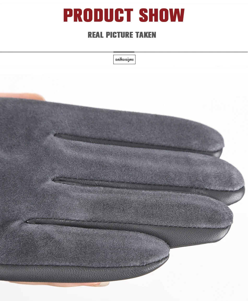 Fashion winter warm touch gloves genuine leather 50% genuine suede 50% women's leather gloves color long women's gloves -2008
