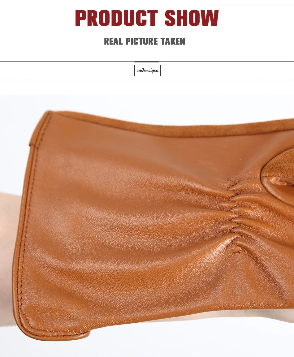Fashion winter warm touch gloves genuine leather 50% genuine suede 50% women's leather gloves color long women's gloves -2008