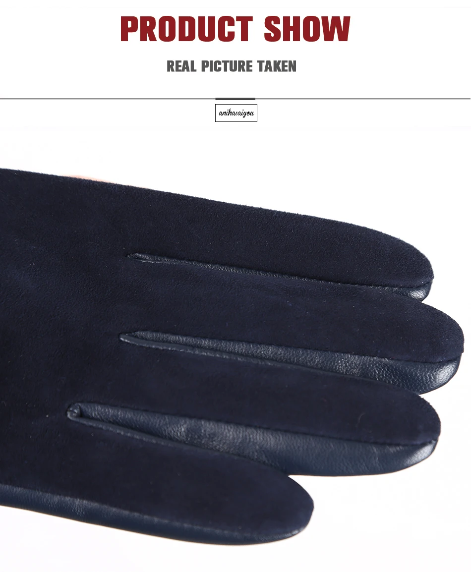 Fashion winter warm touch gloves genuine leather 50% genuine suede 50% women's leather gloves color long women's gloves -2008