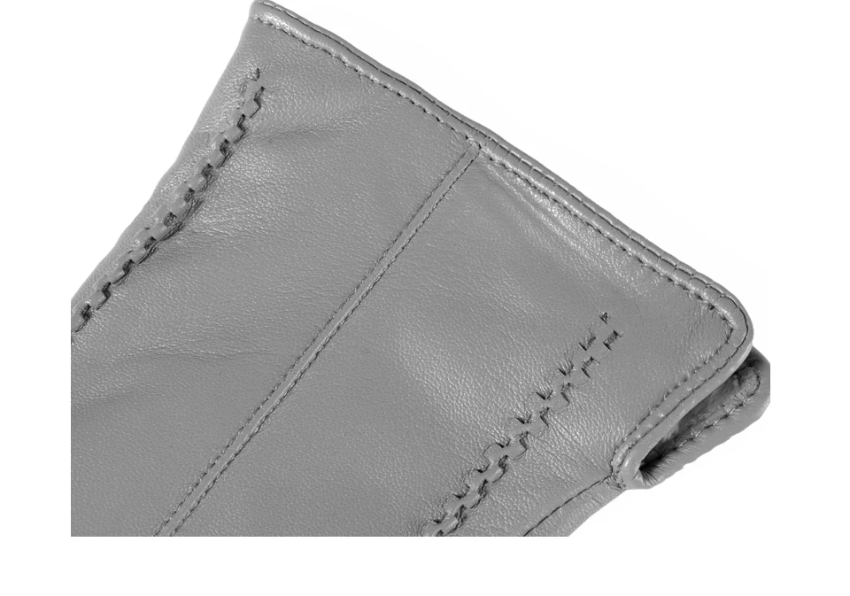 High Grade Women Leather Gloves, Genuine Leather Light Grey Warm Women's Winter Mittens, Simple Sheepskin Gloves Female-2226H