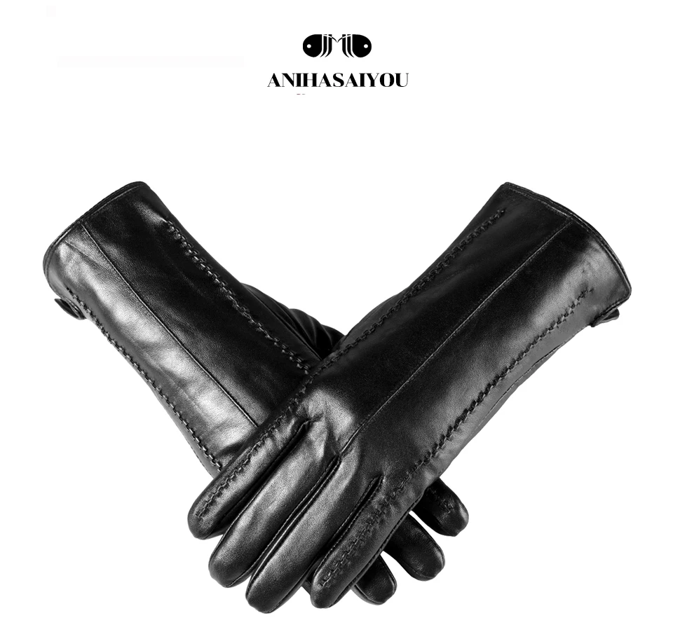 High Grade Women Leather Gloves, Genuine Leather Light Grey Warm Women's Winter Mittens, Simple Sheepskin Gloves Female-2226H