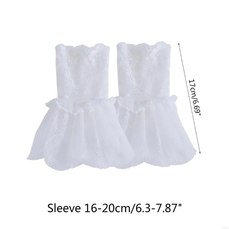 Decorated Cuffs Fake Sleeve for Wedding Dress Wild Decorative Lace Sleeves Flounces Wrist Sleeves Pleated Wrist Cuffs