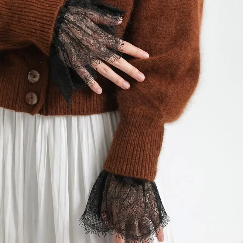 Decorated Cuffs Fake Sleeve for Wedding Dress Wild Decorative Lace Sleeves Flounces Wrist Sleeves Pleated Wrist Cuffs