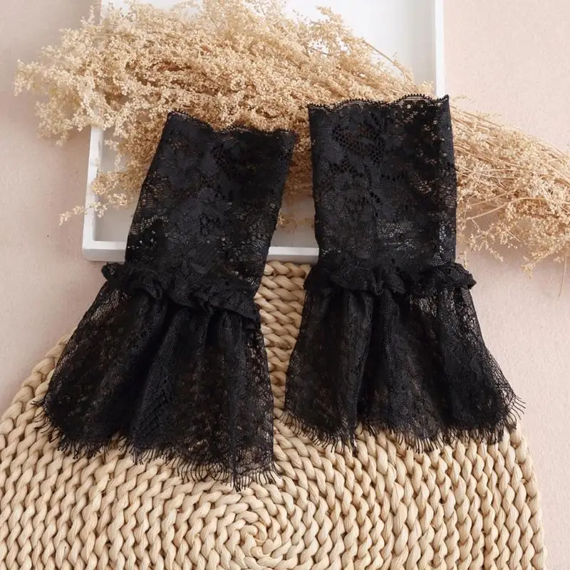 Decorated Cuffs Fake Sleeve for Wedding Dress Wild Decorative Lace Sleeves Flounces Wrist Sleeves Pleated Wrist Cuffs