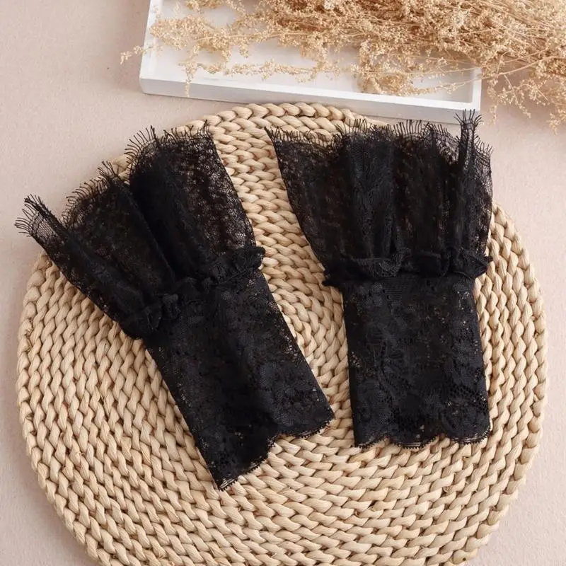 Decorated Cuffs Fake Sleeve for Wedding Dress Wild Decorative Lace Sleeves Flounces Wrist Sleeves Pleated Wrist Cuffs