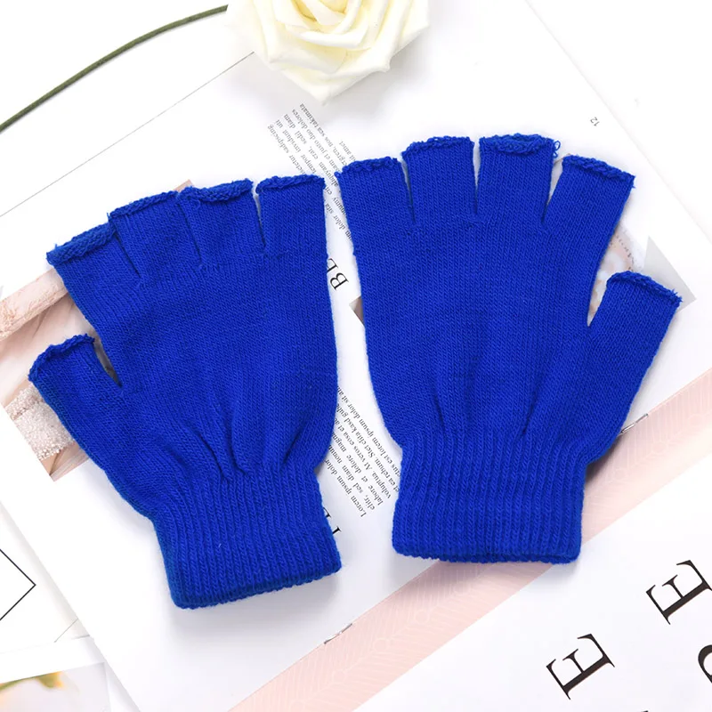 New Black Half Finger Fingerless Gloves for Women and Men Knit Wrist Cotton Pink Hand Gloves Winter Warm Workout Work Mittens