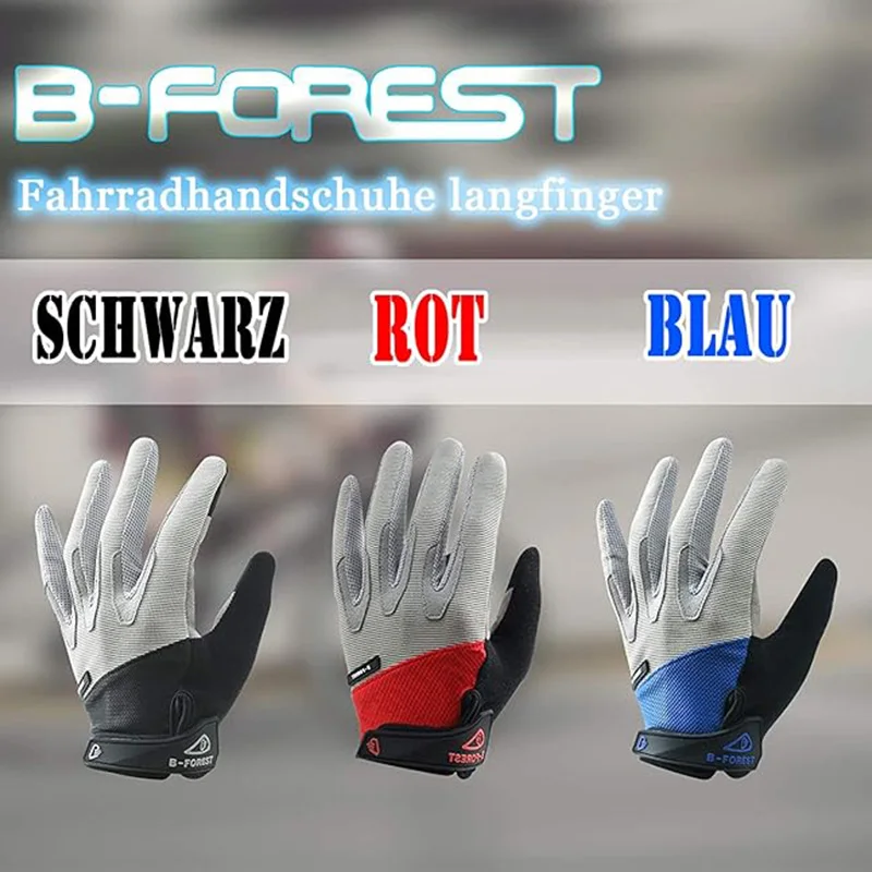 One Pair Gloves/Bike Gloves Full Finger Road Bicycle Gloves for Men and Women Anti-Slip Shock Gloves
