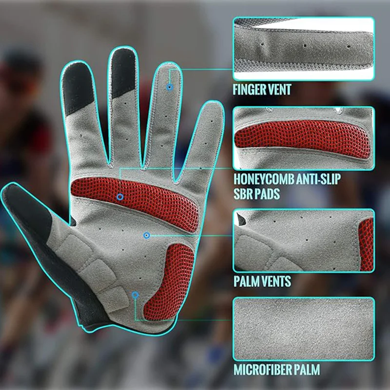One Pair Gloves/Bike Gloves Full Finger Road Bicycle Gloves for Men and Women Anti-Slip Shock Gloves