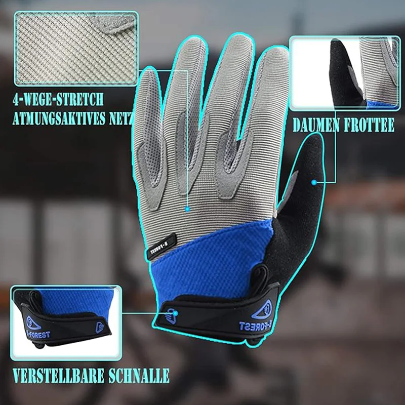 One Pair Gloves/Bike Gloves Full Finger Road Bicycle Gloves for Men and Women Anti-Slip Shock Gloves