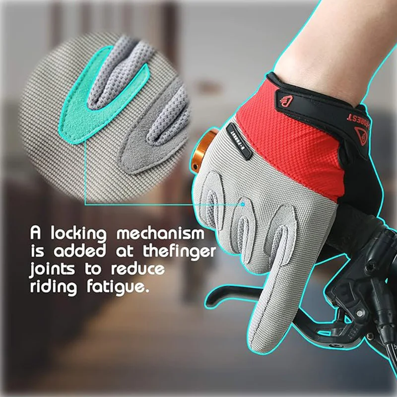 One Pair Gloves/Bike Gloves Full Finger Road Bicycle Gloves for Men and Women Anti-Slip Shock Gloves