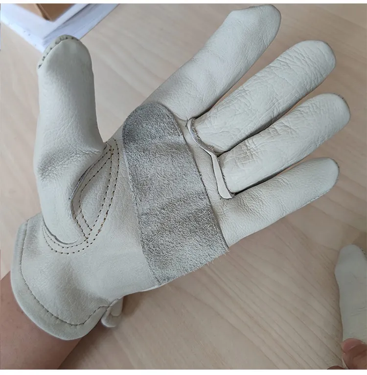 Men's Natural Cowskin Leather Non-slip Driving Gloves Male Genuine Leather White Sports Tactical Gloves R2079