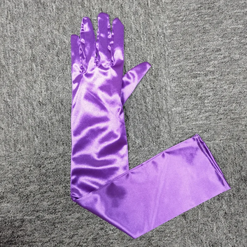 Women Multicolor 55CM Long Satin Ceremonial Gloves Elegant Retro Party Prom Cosplay Bridal Wedding Dress Fashion Accessories