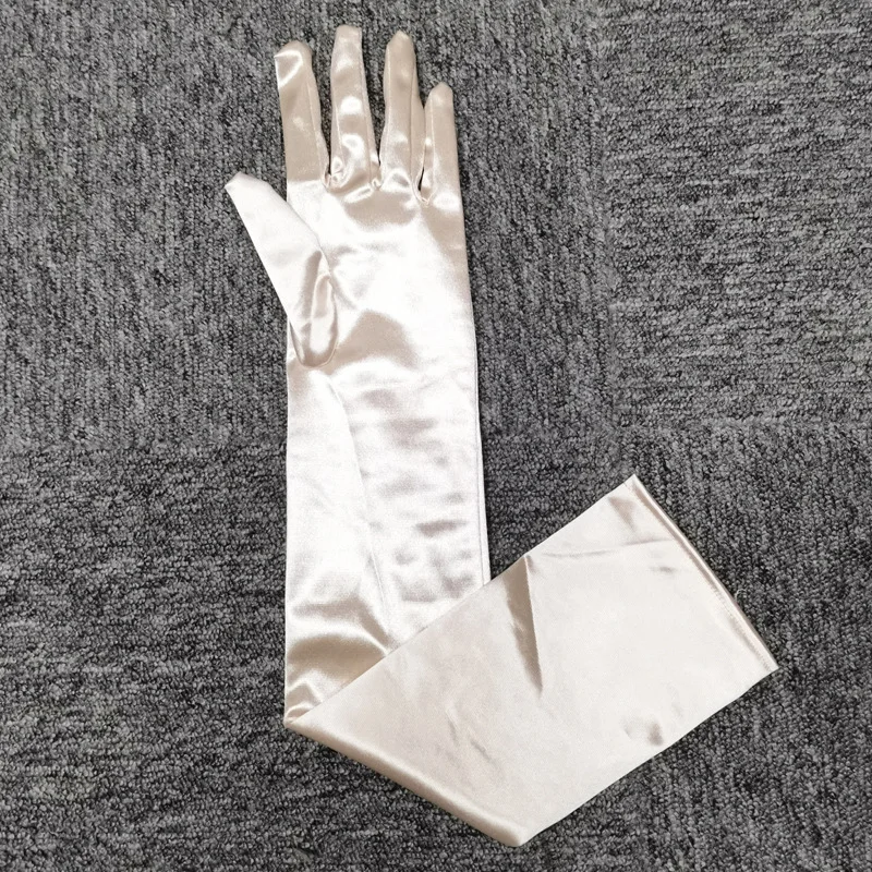 Women Multicolor 55CM Long Satin Ceremonial Gloves Elegant Retro Party Prom Cosplay Bridal Wedding Dress Fashion Accessories