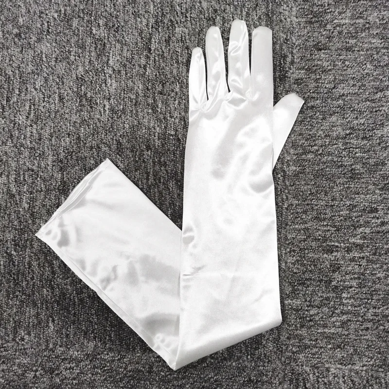 Women Multicolor 55CM Long Satin Ceremonial Gloves Elegant Retro Party Prom Cosplay Bridal Wedding Dress Fashion Accessories