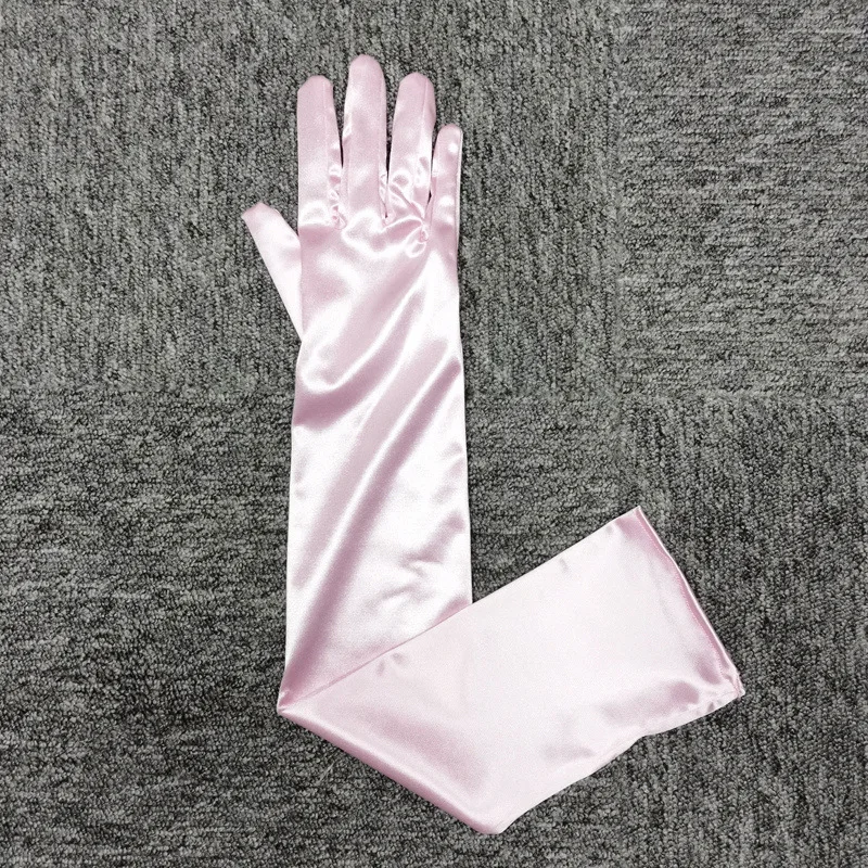 Women Multicolor 55CM Long Satin Ceremonial Gloves Elegant Retro Party Prom Cosplay Bridal Wedding Dress Fashion Accessories